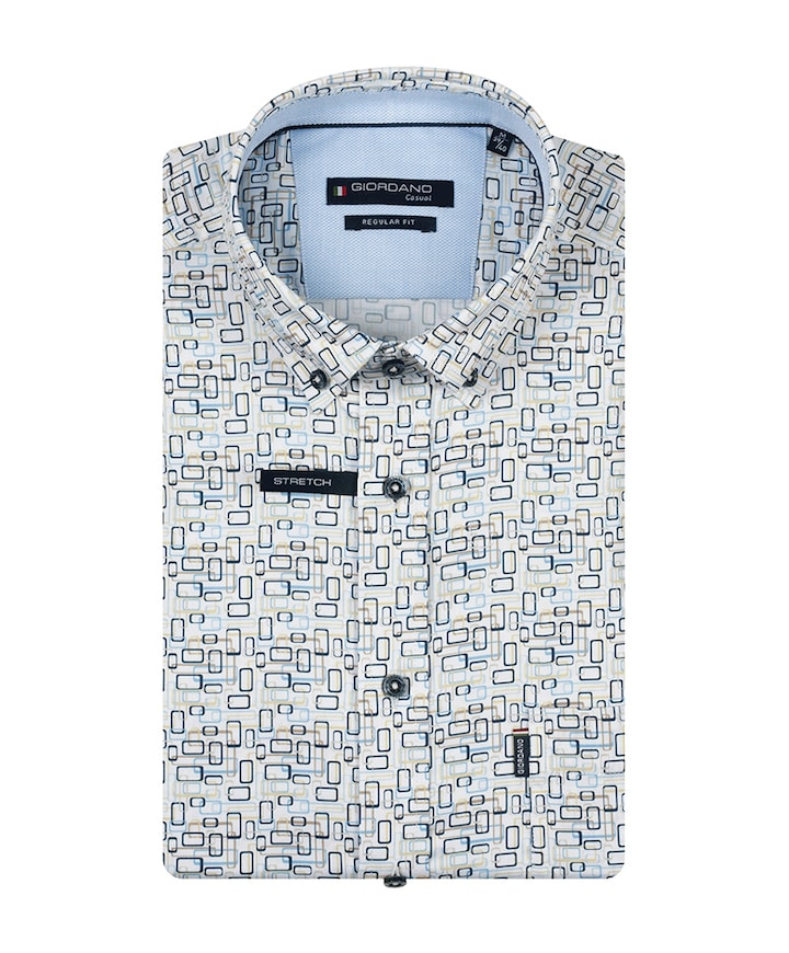 Heren overhemd korte mouw blauw