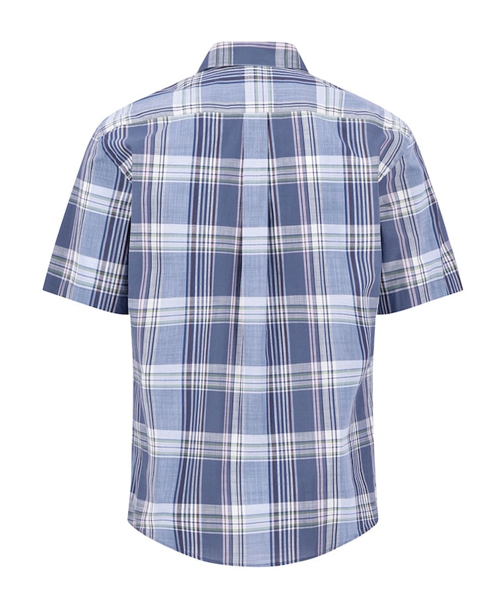 Heren overhemd korte mouw blauw