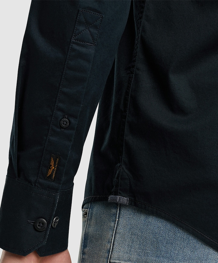 Heren overhemd lange mouw blauw