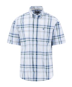 Heren overhemd korte mouw blauw