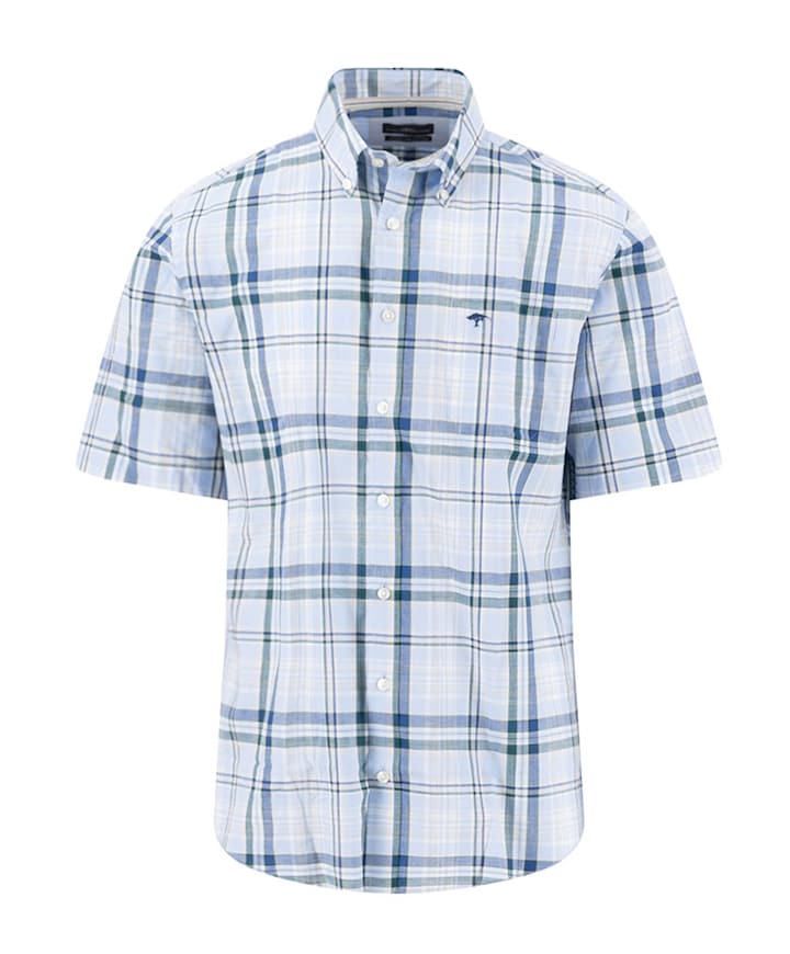 Heren overhemd korte mouw blauw