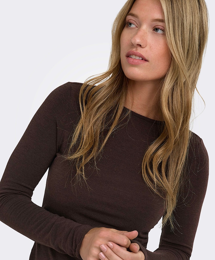 Dames longsleeve bruin