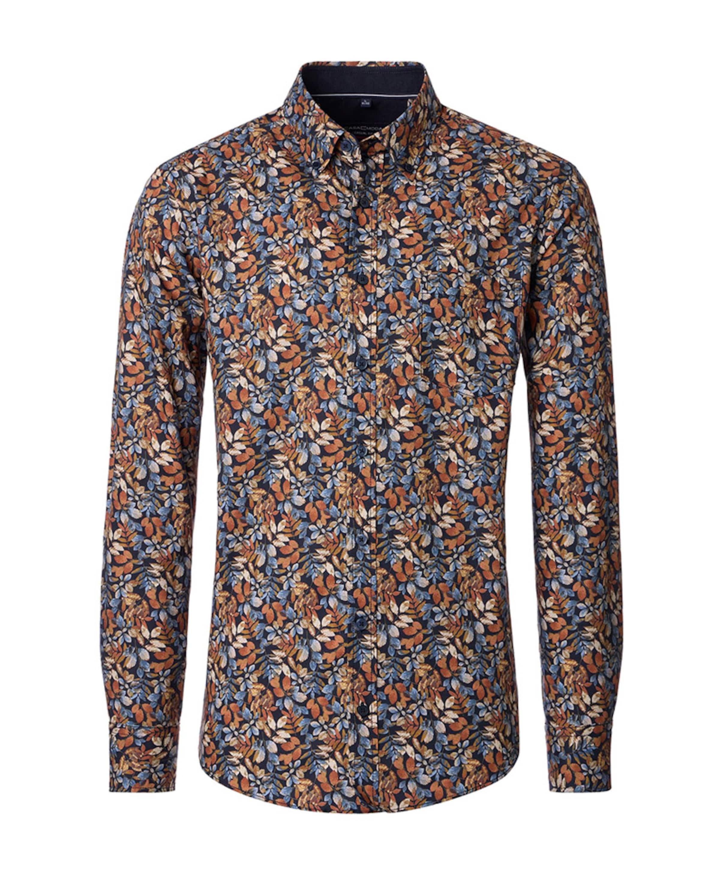 Heren overhemd lange mouw oranje
