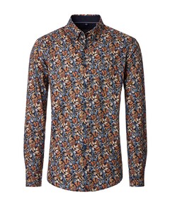 Heren overhemd lange mouw oranje