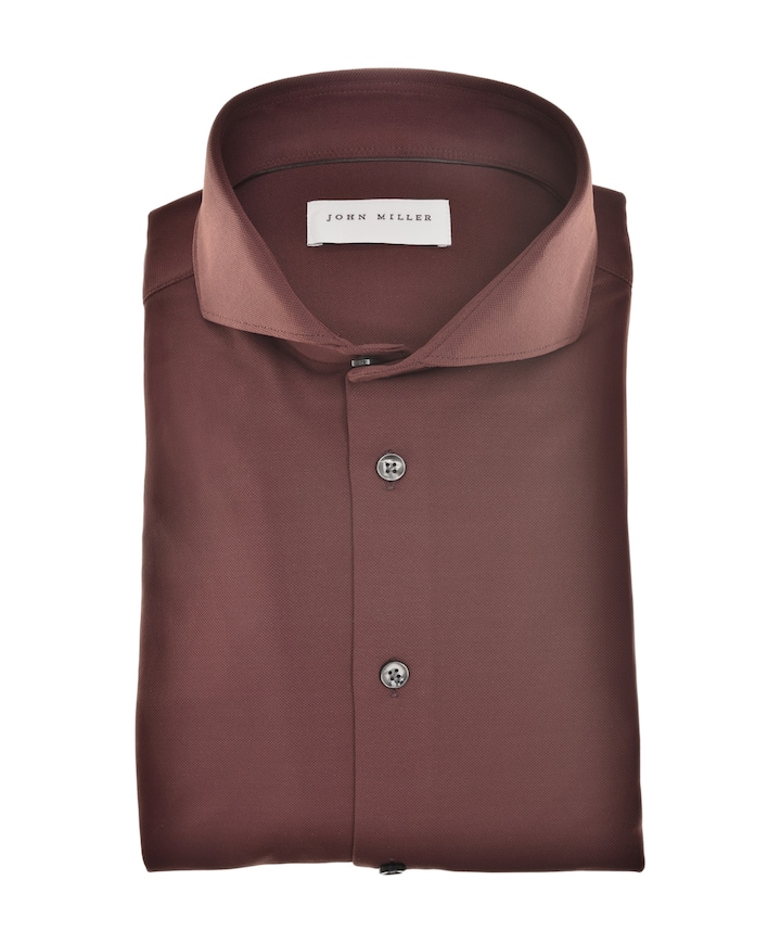 Heren overhemd lange mouw bordeaux