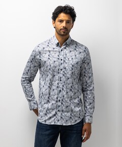 Heren overhemd lange mouw blauw