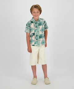 Jongens overhemd korte mouw beige