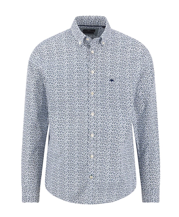 Heren overhemd lange mouw blauw
