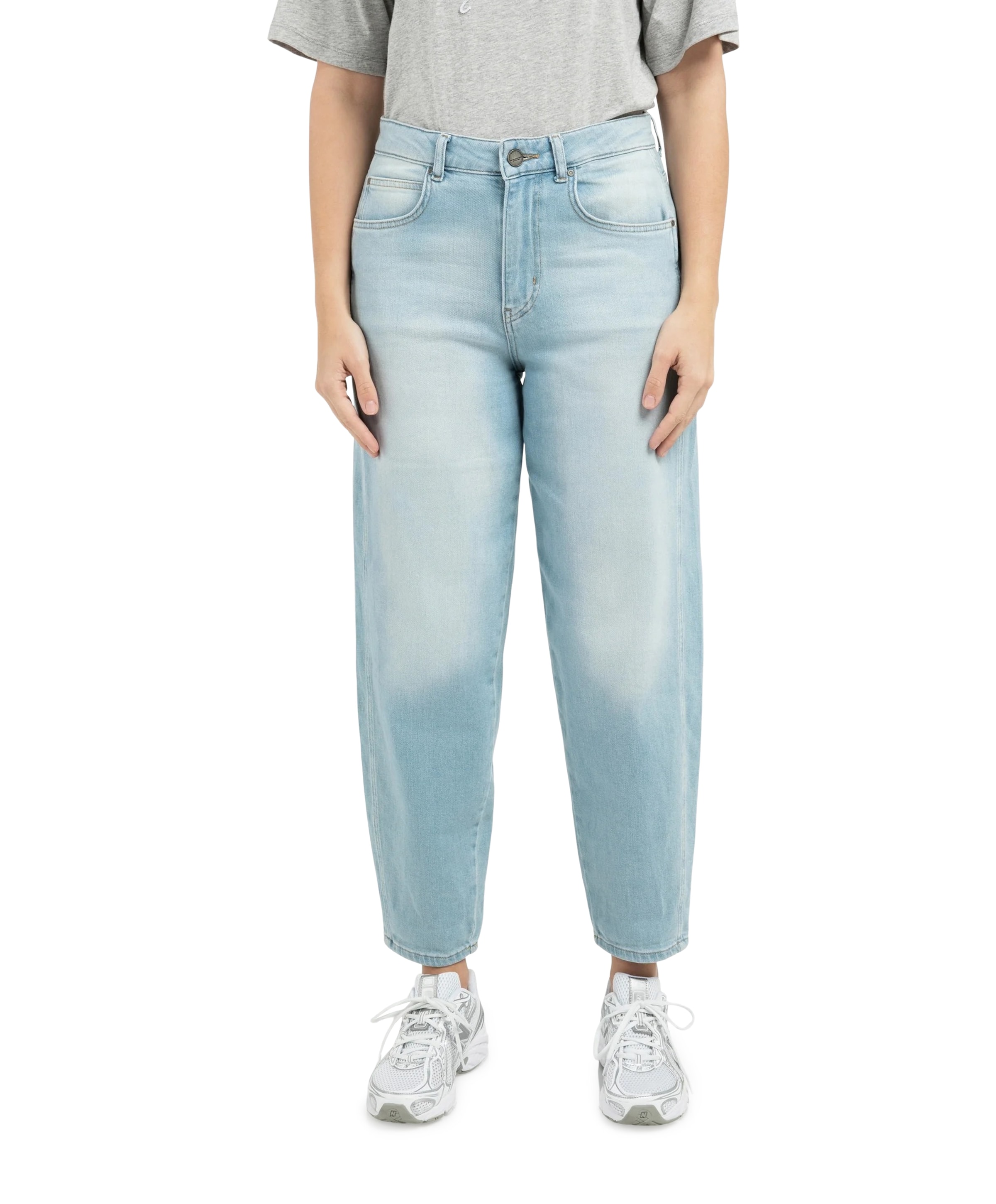 Barrel met wassing dames jeans blauw