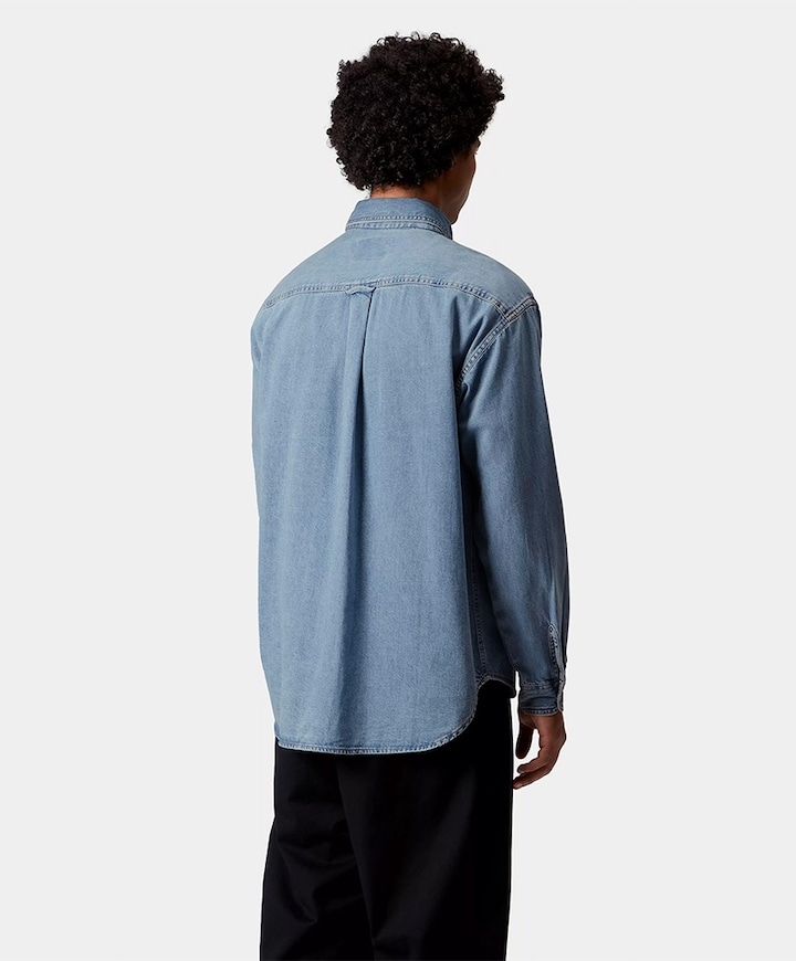 Heren overhemd lange mouw blauw