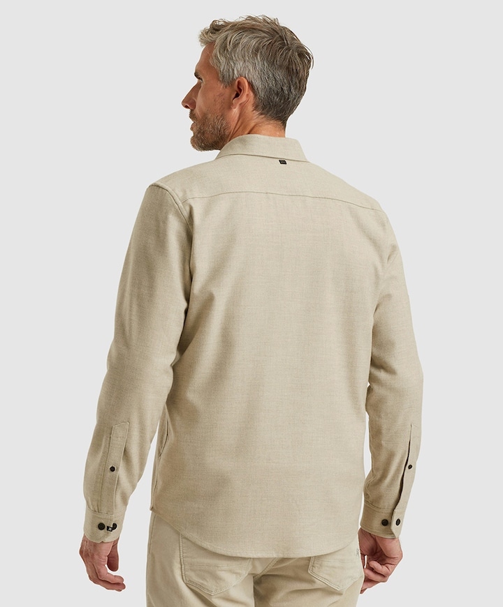 Heren overhemd lange mouw beige