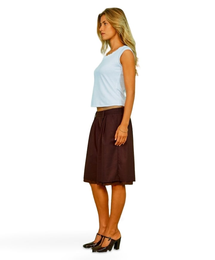 Taylor Pin Striped dames bermuda bruin