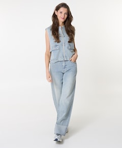 Loose fit with fold dames jeans blauw