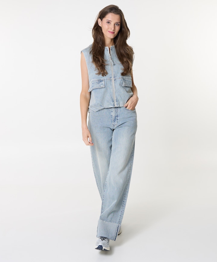 Loose fit with fold dames jeans blauw