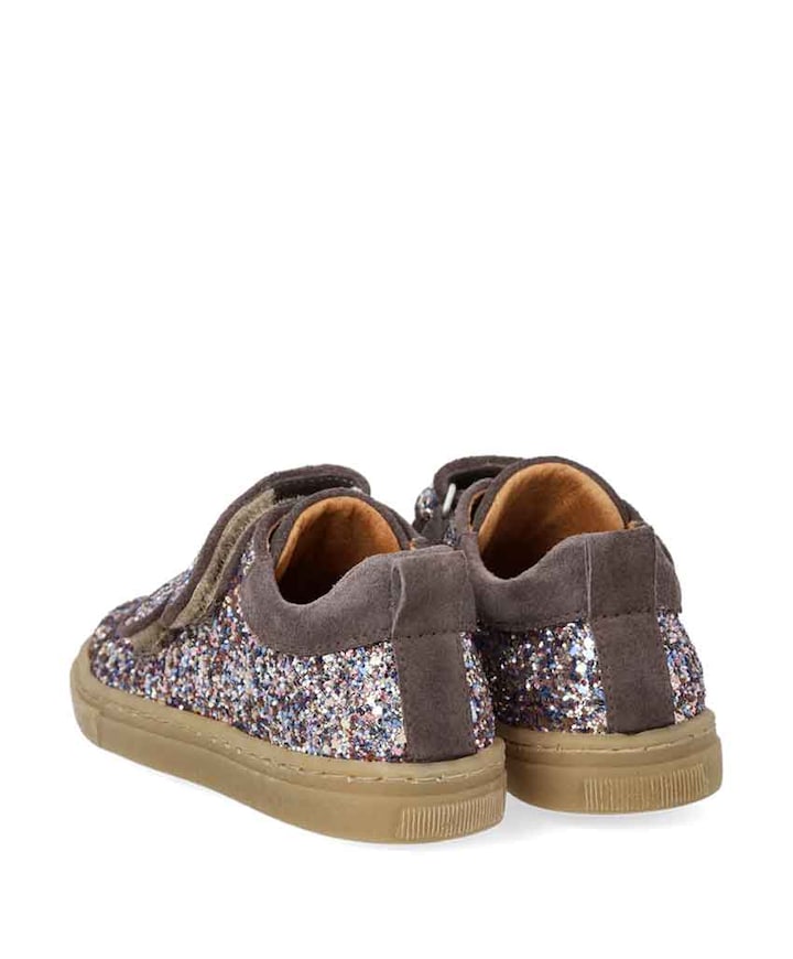 Sparkling glitter sneaker with suede trim  sneakers paars