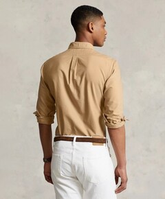 Heren overhemd lange mouw beige