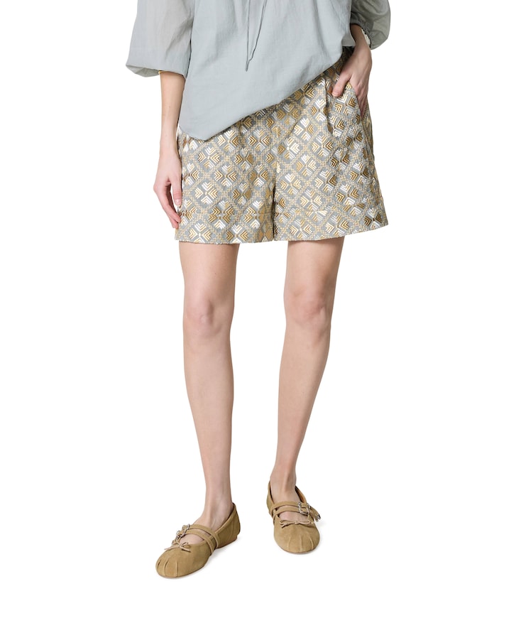 flakes pleates dames korte broek grijs