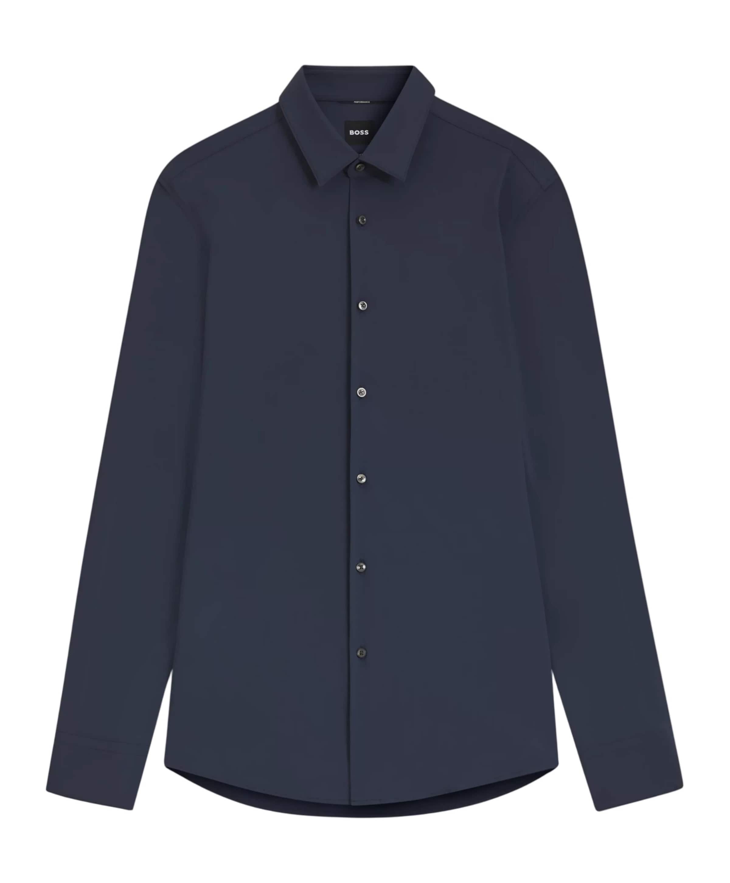 Heren overhemd lange mouw blauw