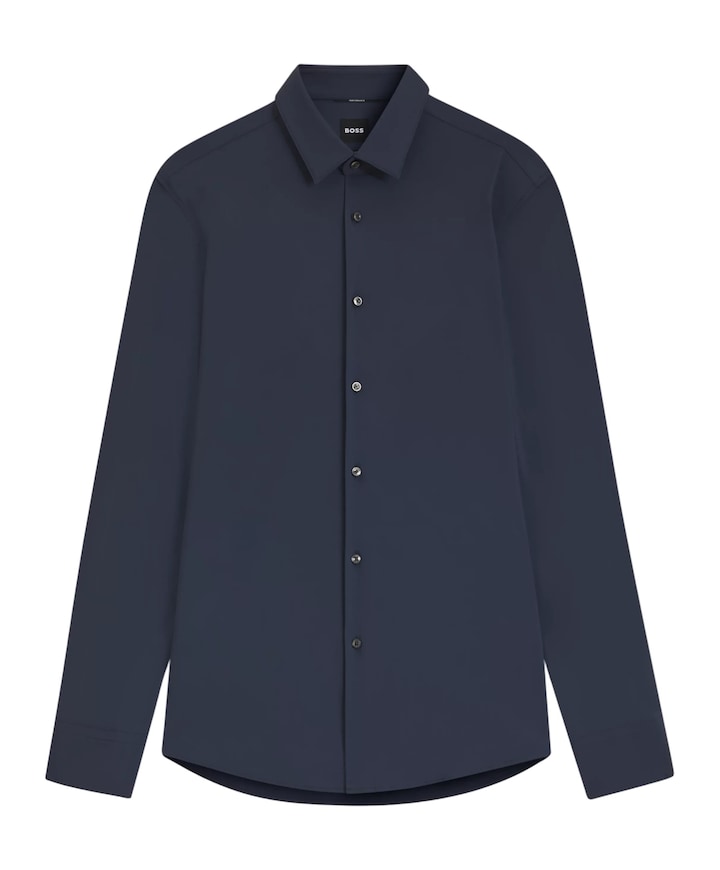 Heren overhemd lange mouw blauw