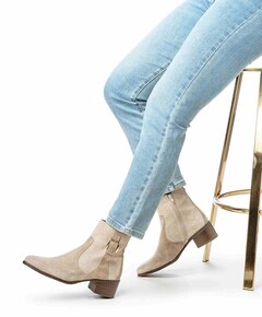 dames enkellaarzen beige