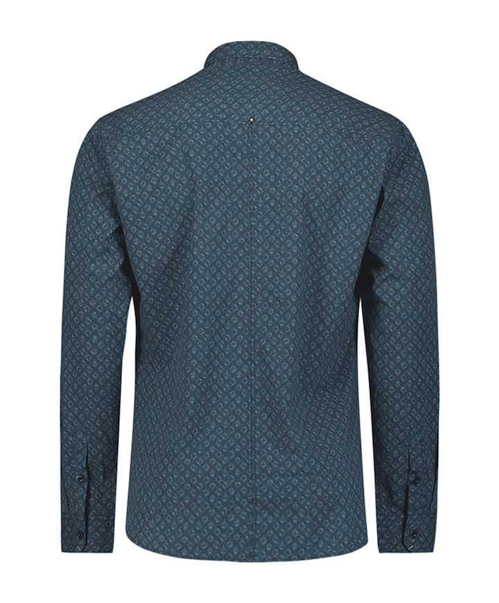 Heren overhemd lange mouw blauw