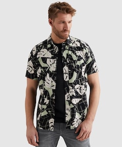 Heren overhemd korte mouw blauw