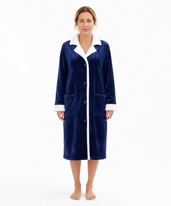 Dames ochtendjas blauw