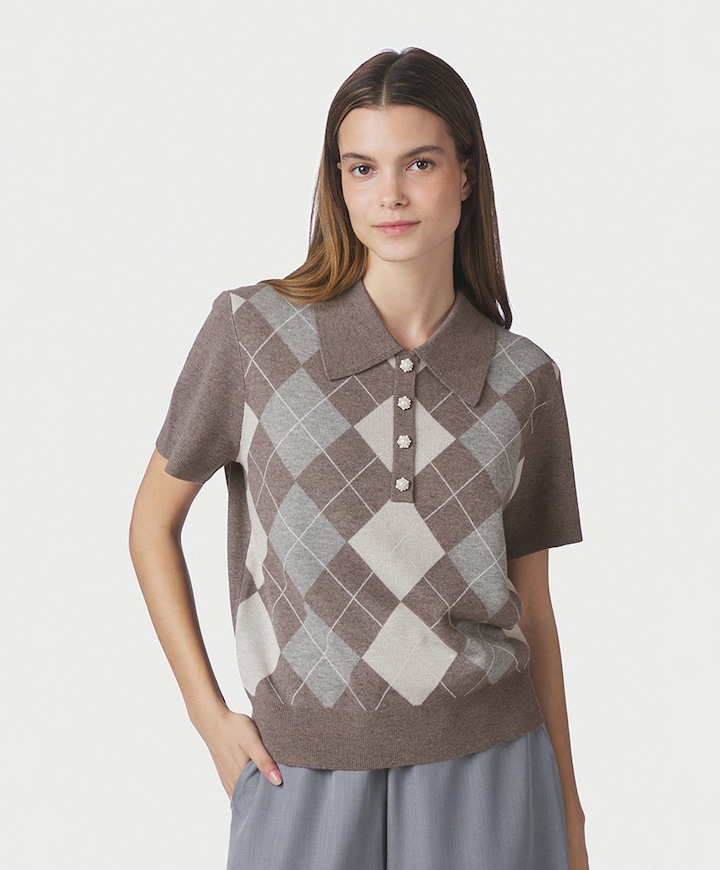 Dames polo beige