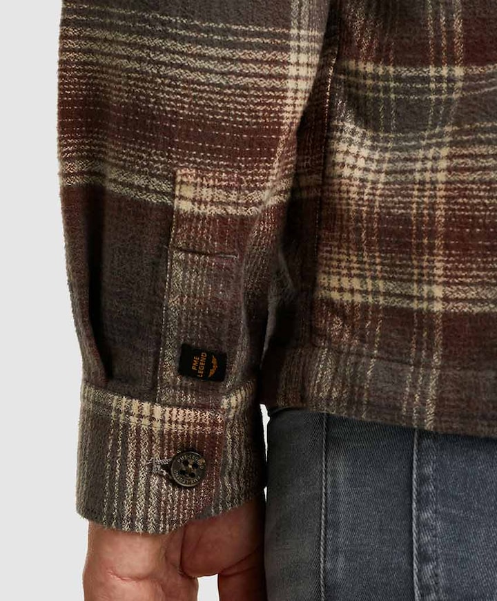 Heren overhemd lange mouw bruin