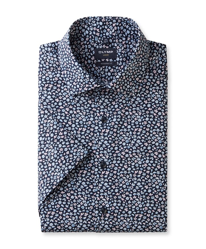 Overhemd korte mouw blauw