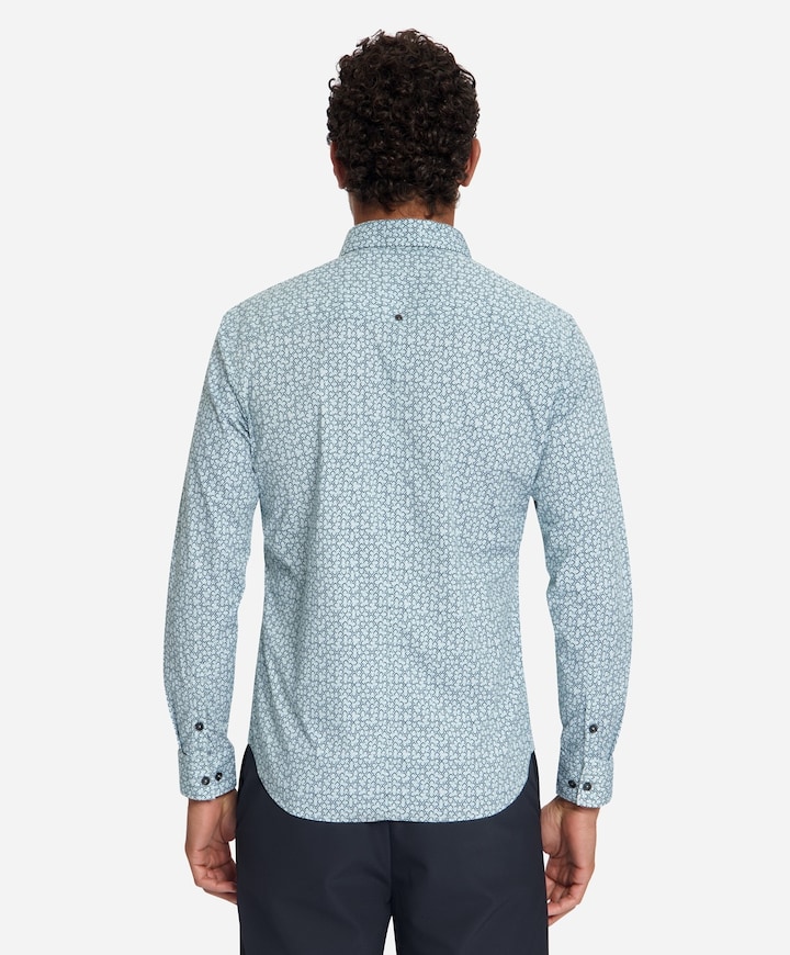 Heren overhemd lange mouw blauw
