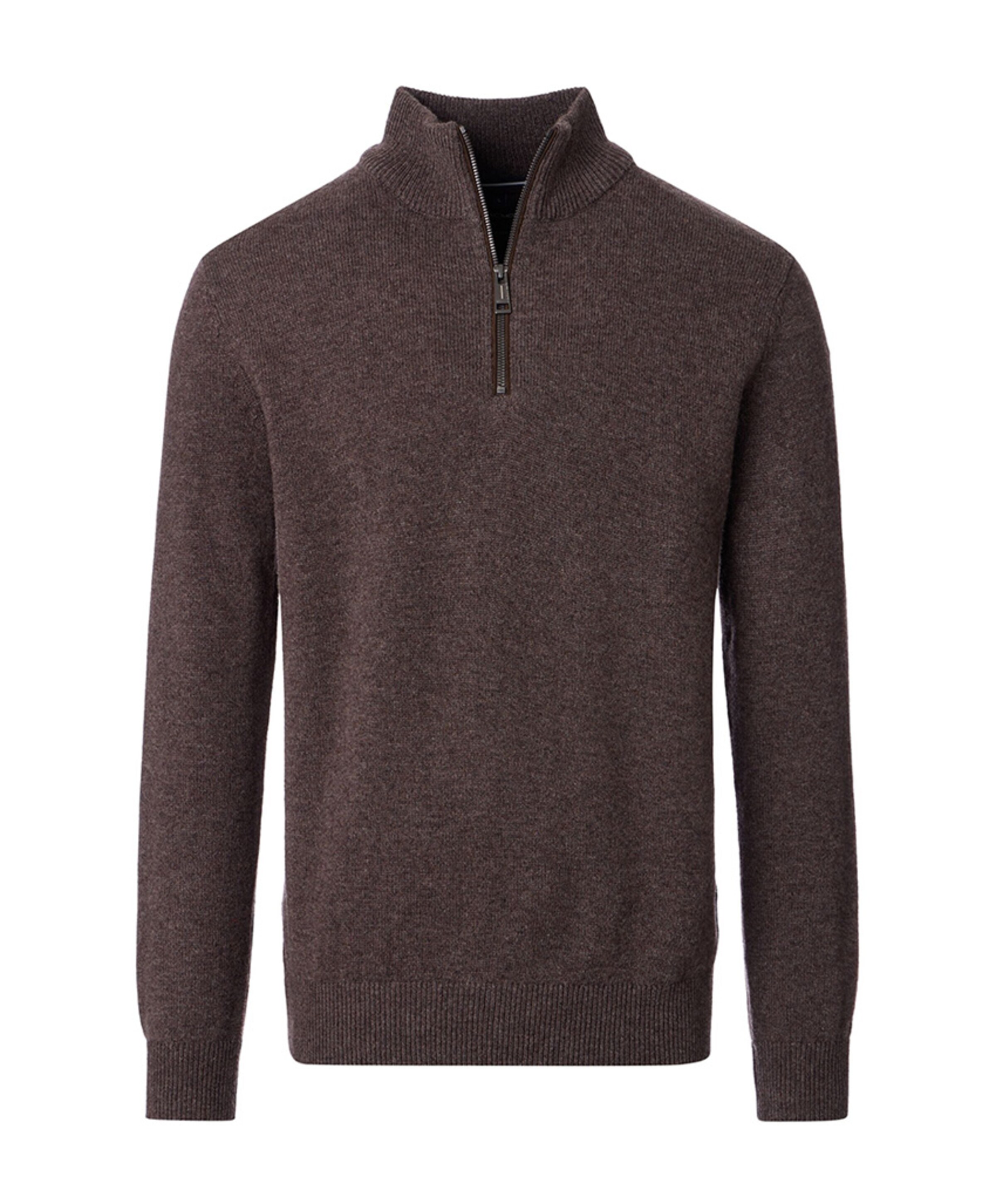 Heren trui met rits bruin
