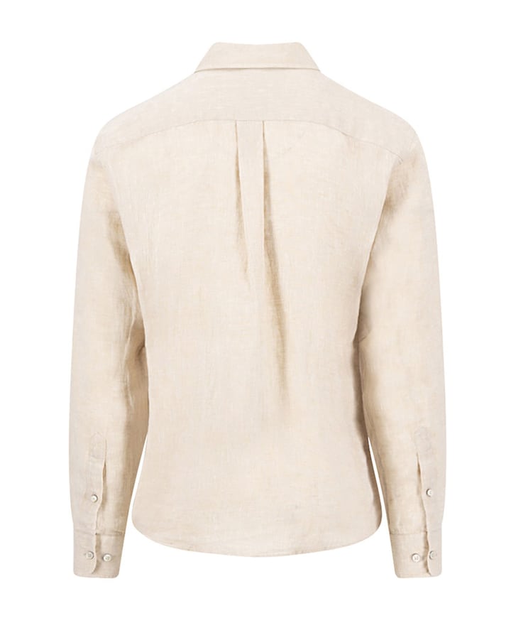 Heren overhemd lange mouw beige