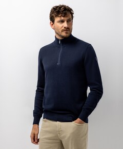 Heren trui met rits blauw
