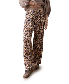 Multi coloured animal broek beige