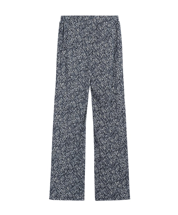 ladies woven crinckle text pants zwart