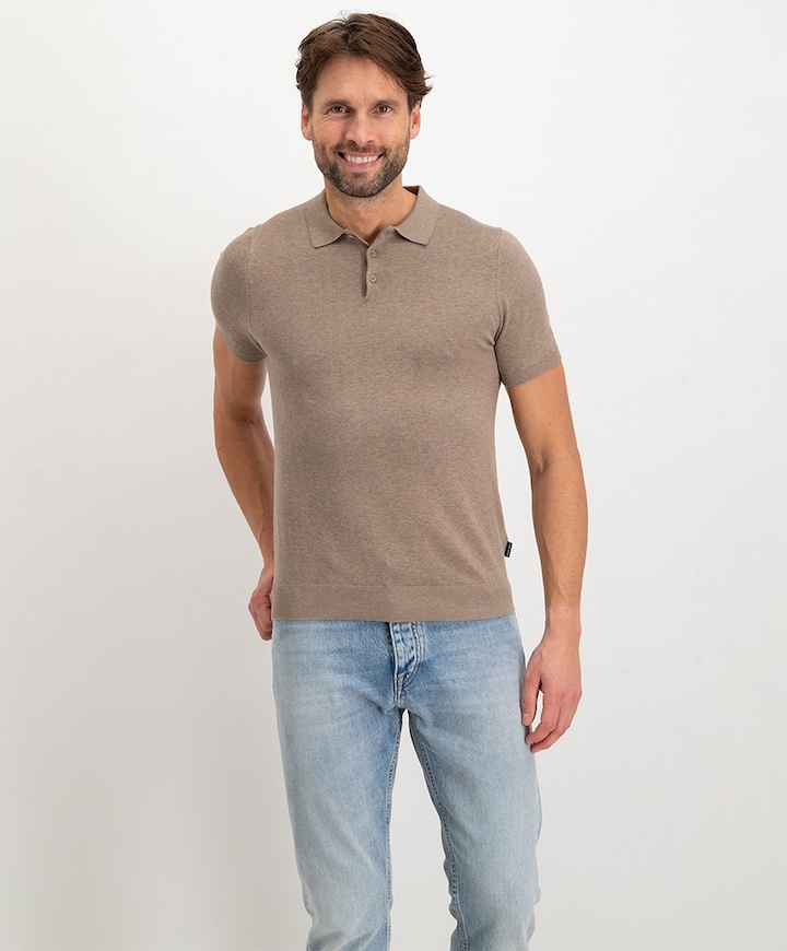 Heren polo beige