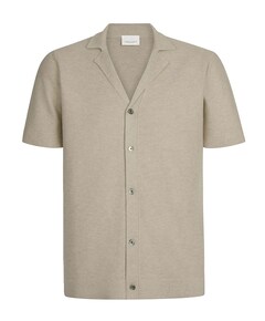 Heren overhemd korte mouw beige