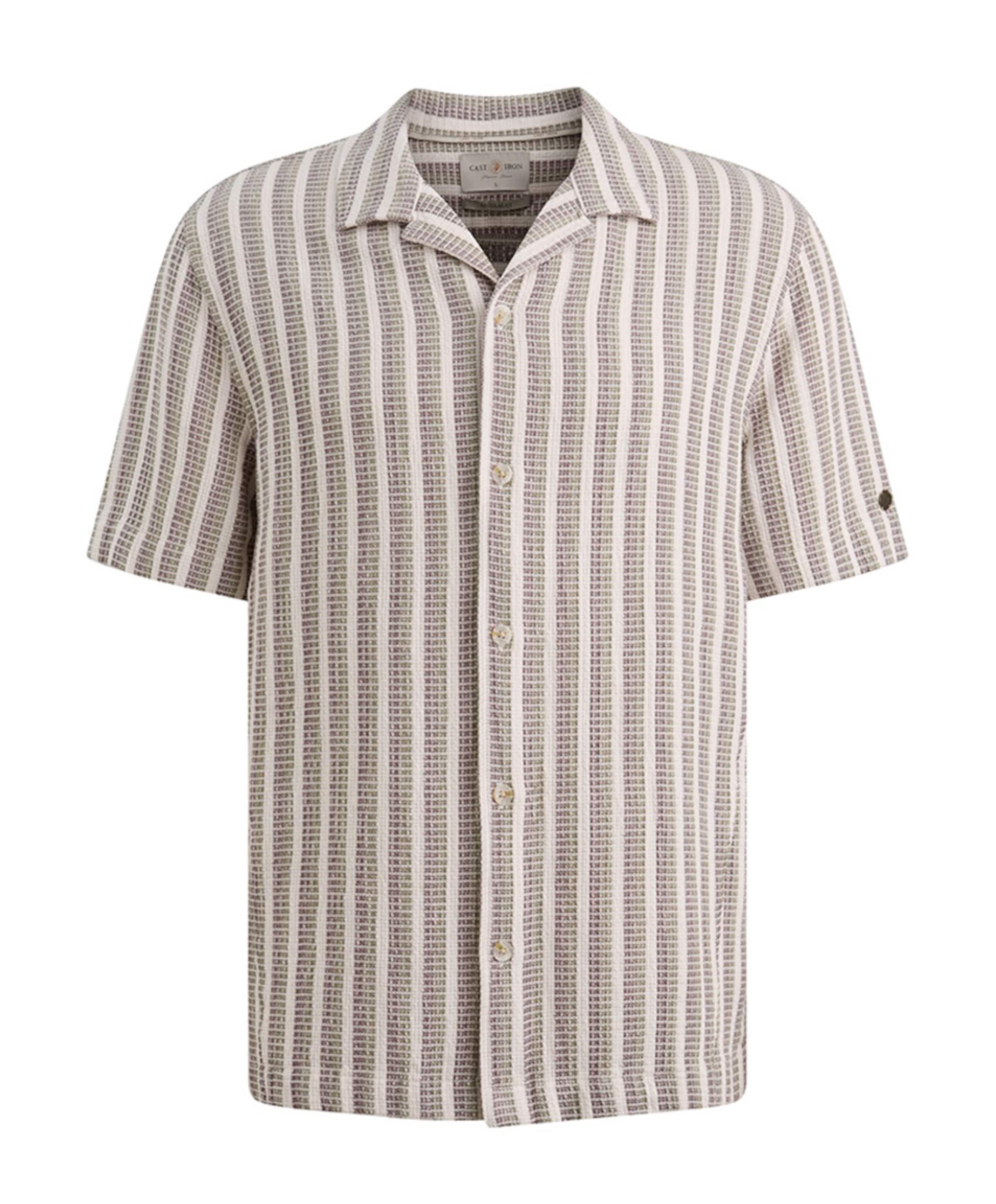 Heren overhemd korte mouw beige