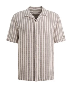 Heren overhemd korte mouw beige