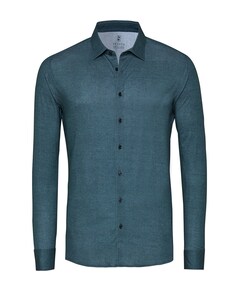 Heren overhemd lange mouw groen