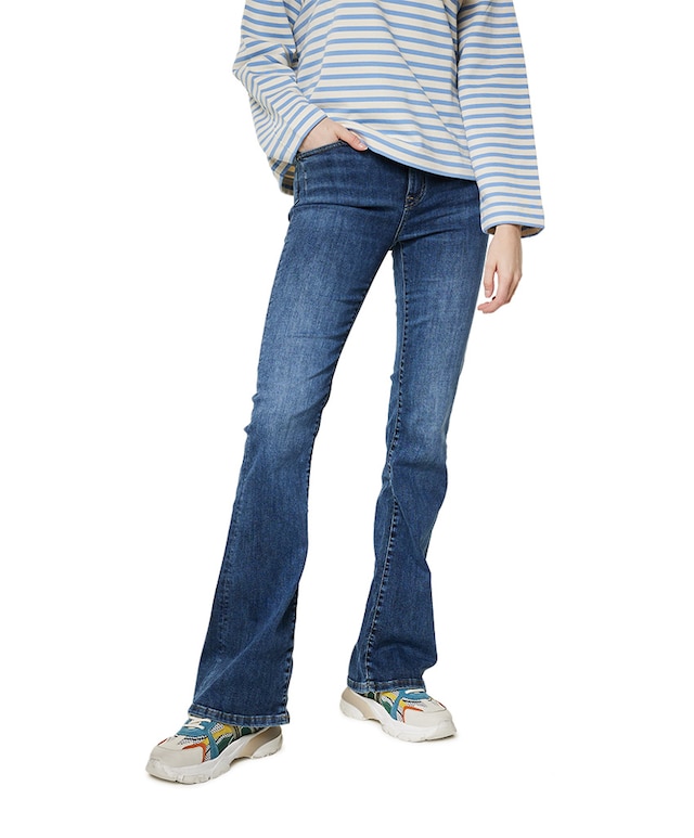 ultra high waist flare jeans blauw