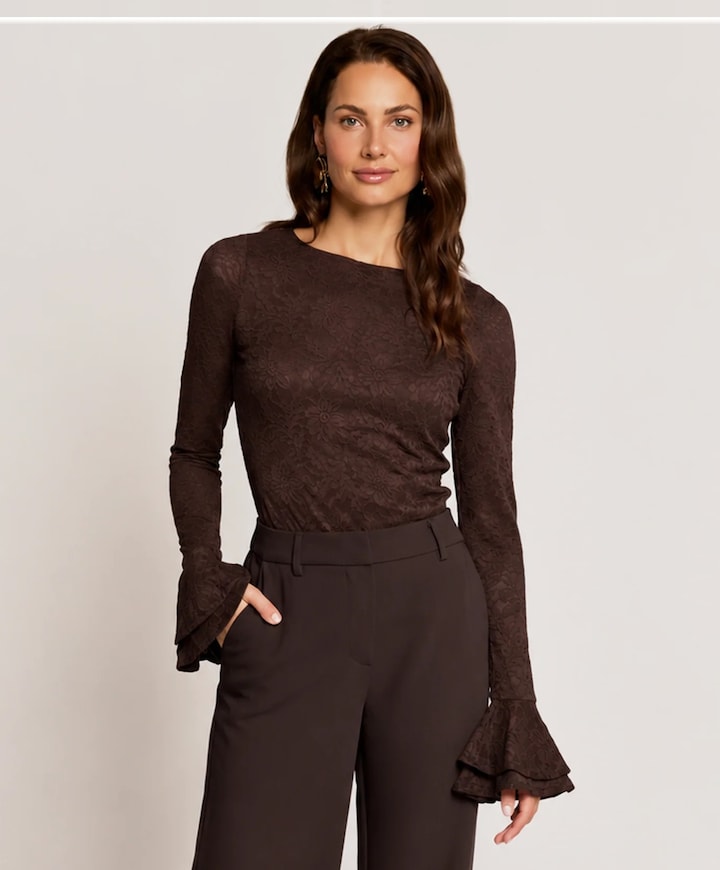 Dames longsleeve bruin