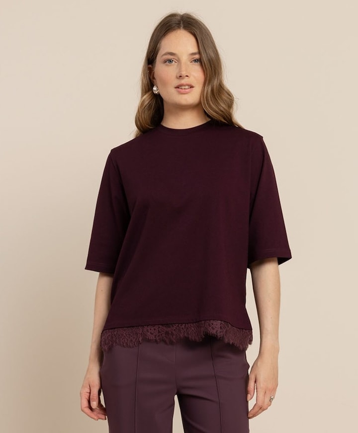 Dames T-shirt bordeaux