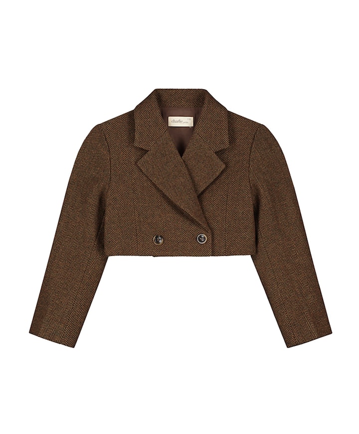 Meisjes blazer bruin