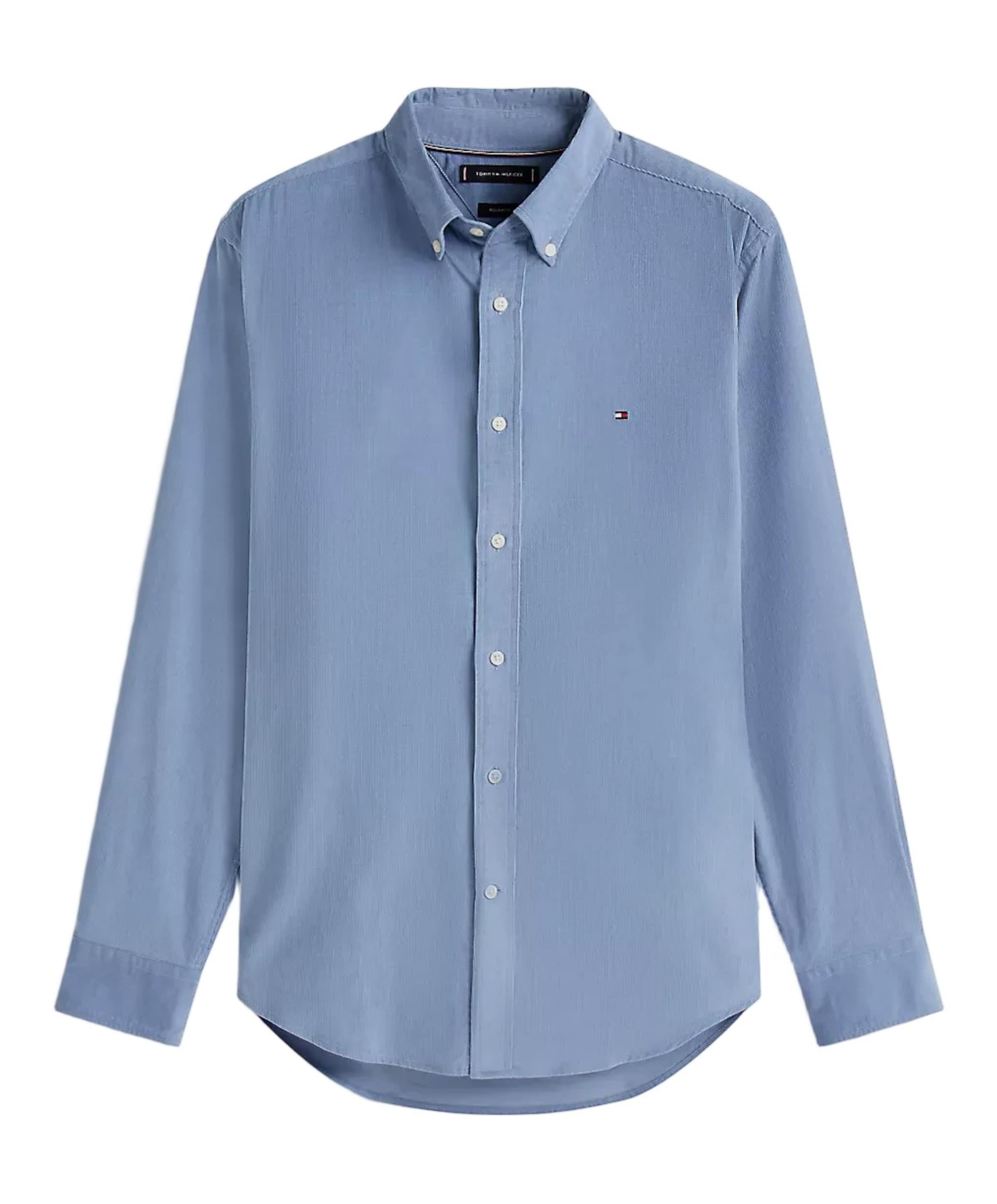 Heren overhemd lange mouw blauw
