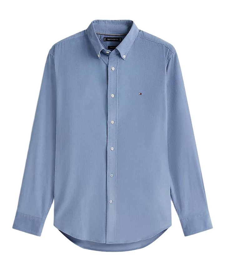 Heren overhemd lange mouw blauw