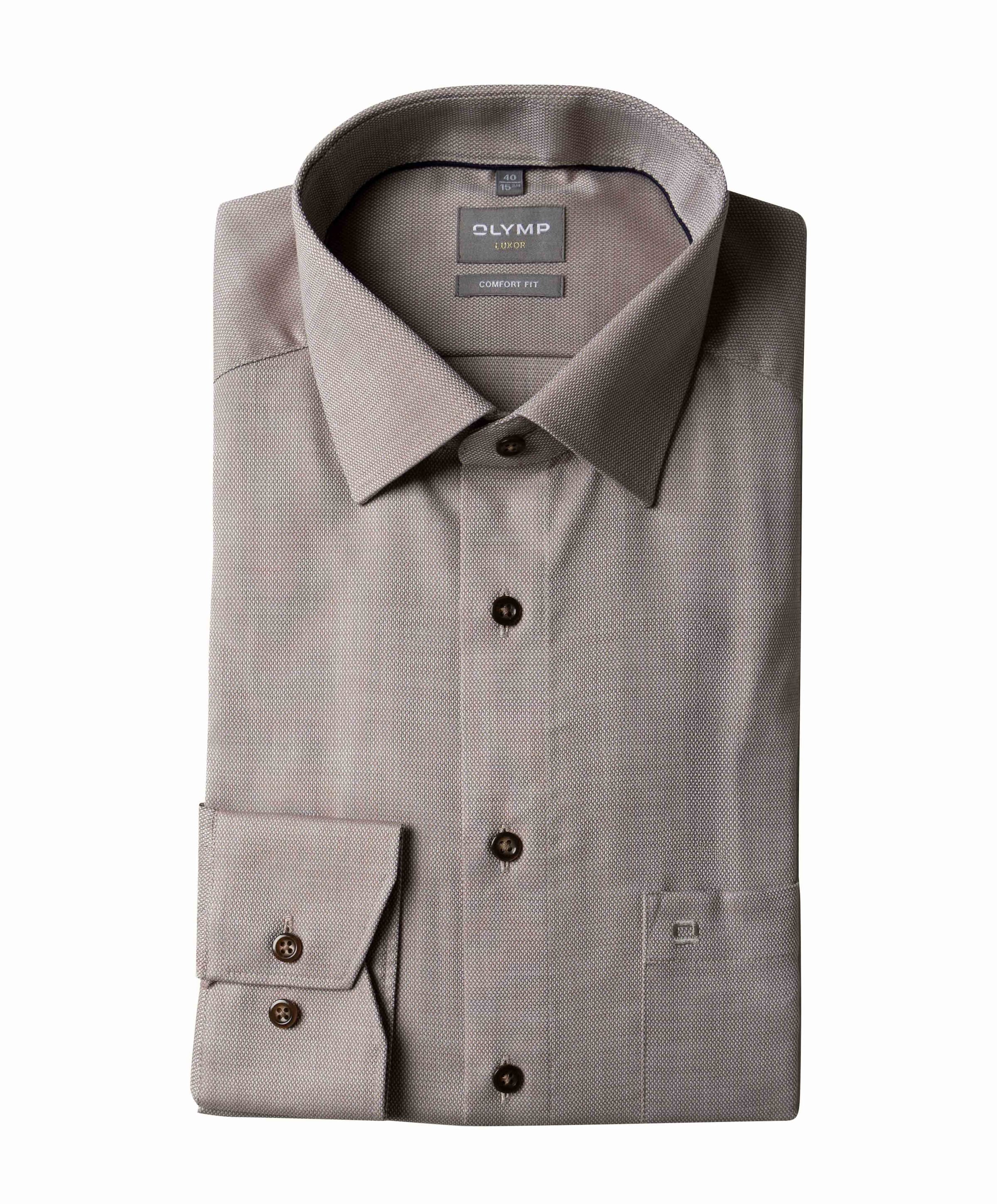 Heren overhemd lange mouw beige