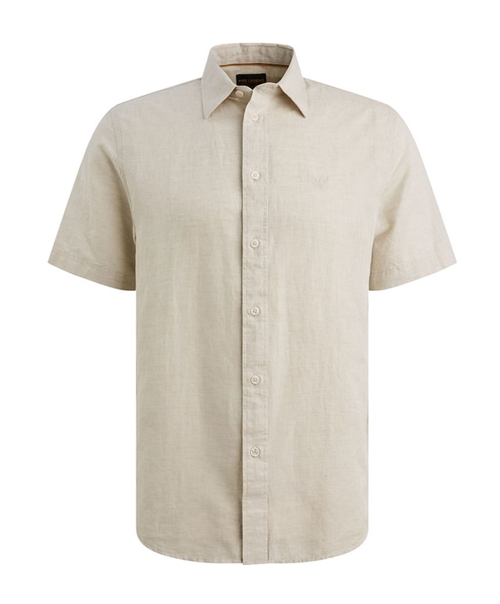Heren overhemd korte mouw ecru