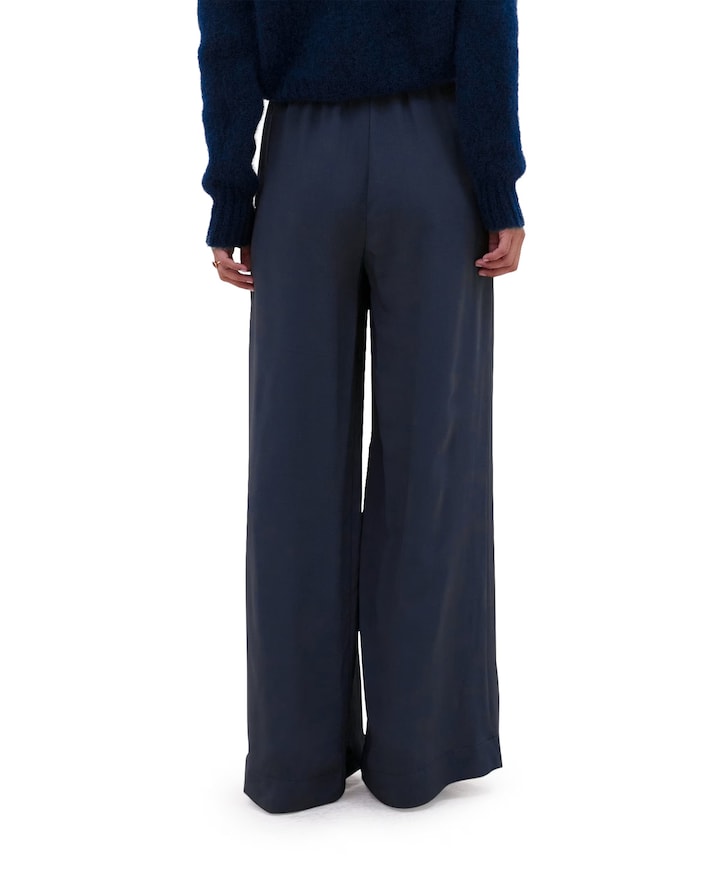 benji satin stripe dames broek blauw